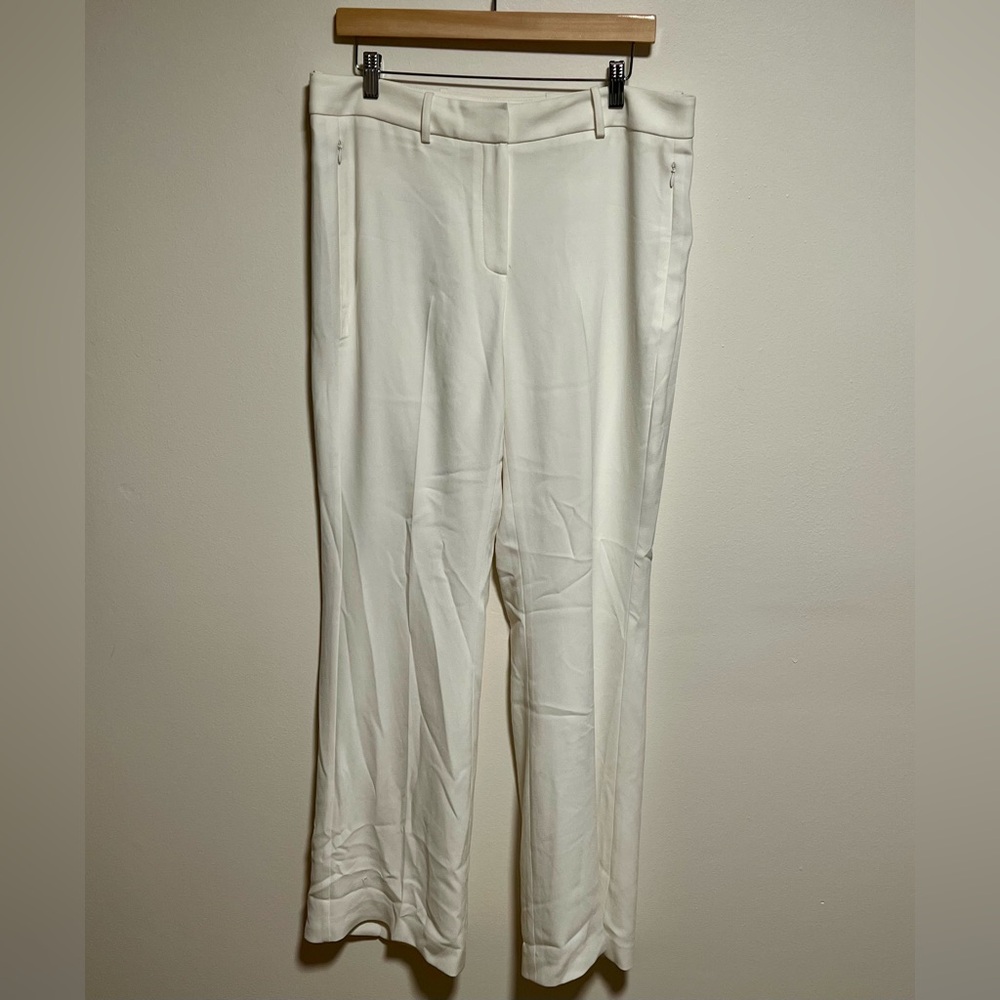 Elie Tahari Cream Wide Leg Trouser Dress Pants Size 12